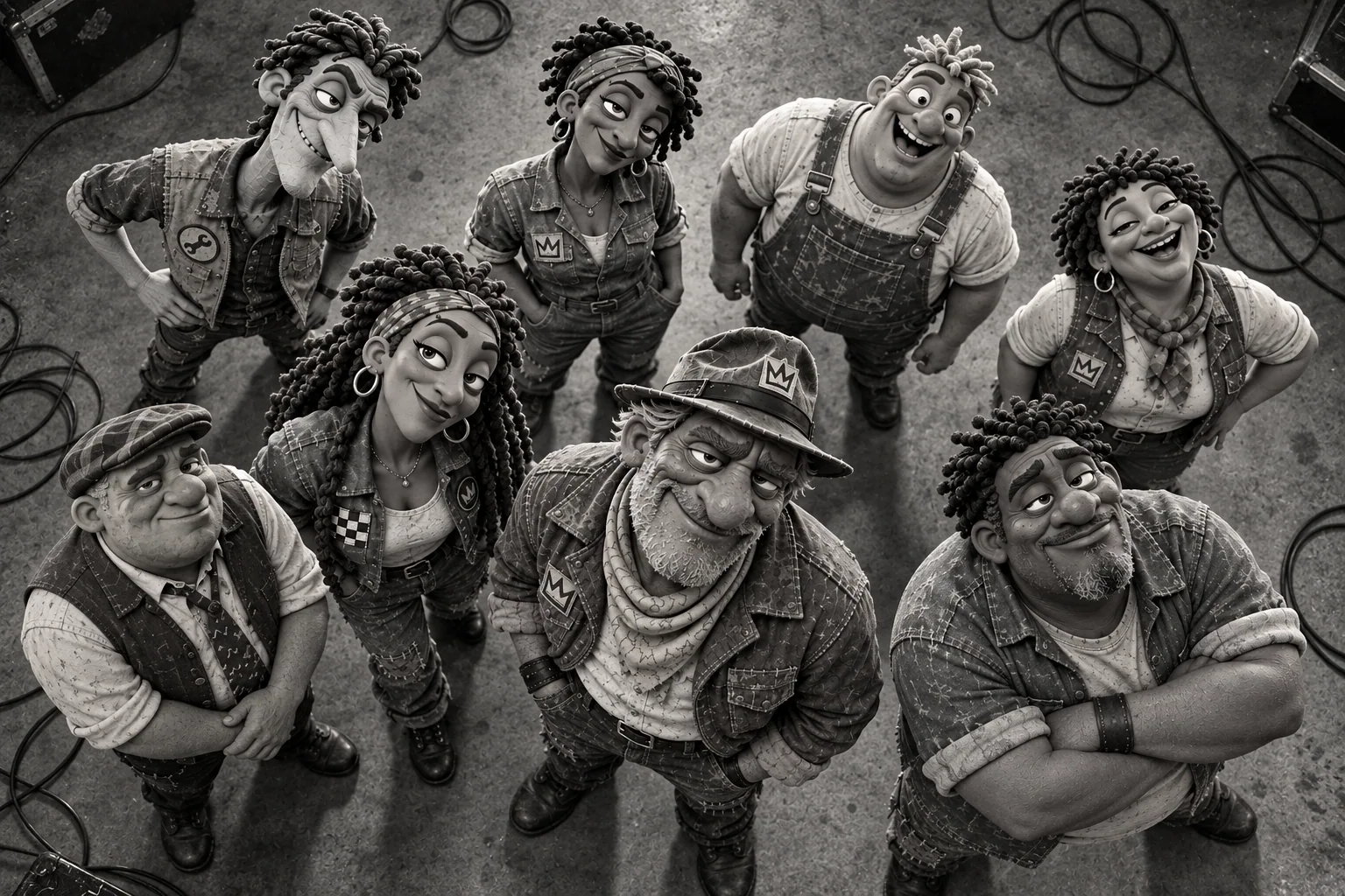 Black and white band photo